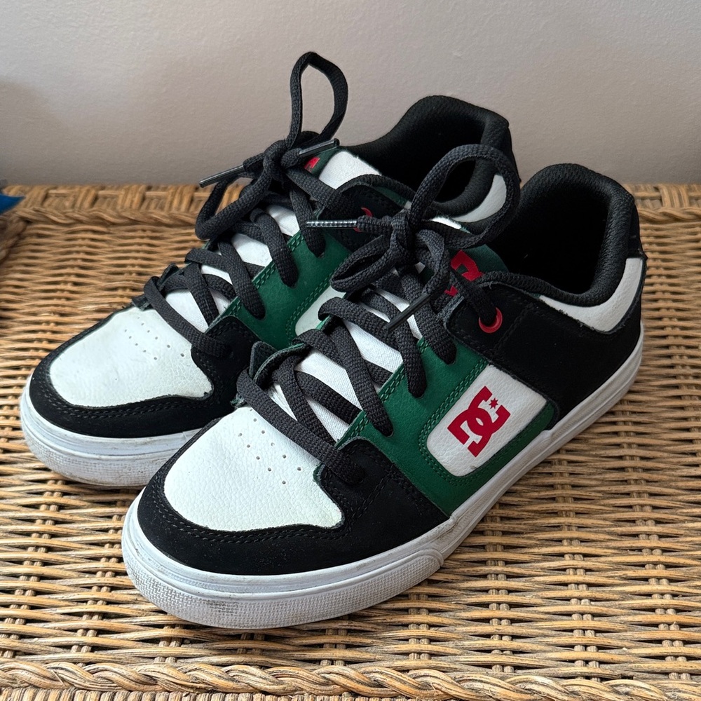 DC Black, Green, and White Sneakers